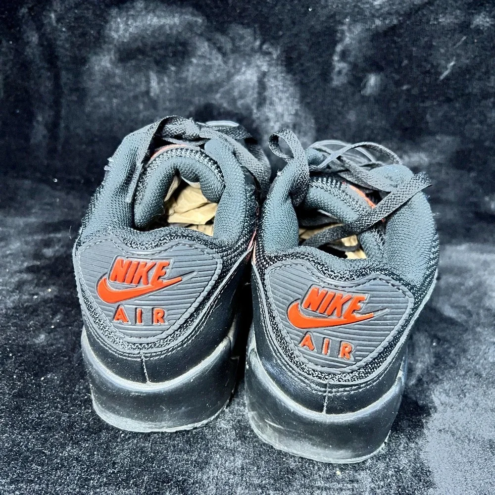 Nike Air Max 90 DX9272-001 Unisex Kid 7 Running Shoes Black Habanero Red Sneaker